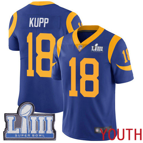 Los Angeles Rams Limited Royal Blue Youth Cooper Kupp Alternate Jersey NFL Football 18 Super Bowl LIII Bound Vapor Untouchable